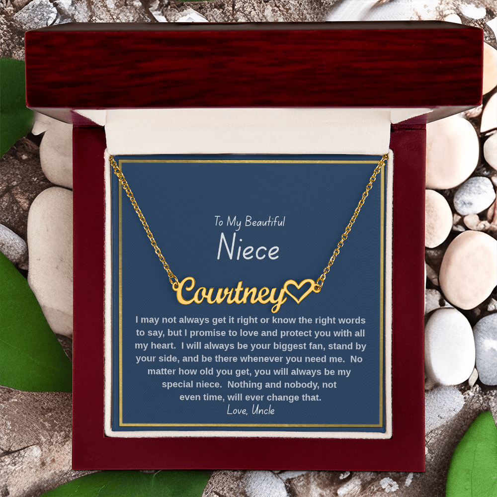 To My Beautiful Niece – Personalized Name Necklace, Heartfelt Gift from Uncle