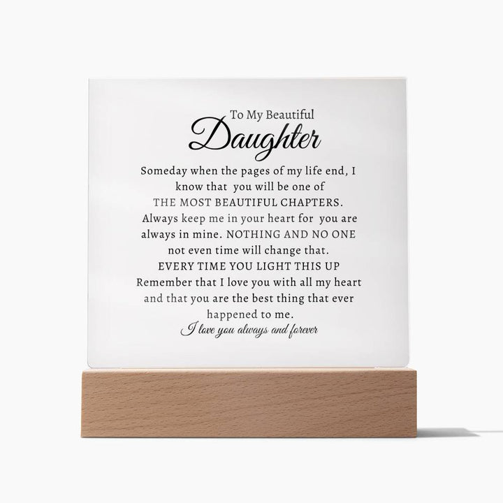 To My Beautiful Daughter Gift From Mom | Daughter Gift From Dad, Birthday Gift for Daughter, Valentine's Day Gift - Square Acrylic Plaque