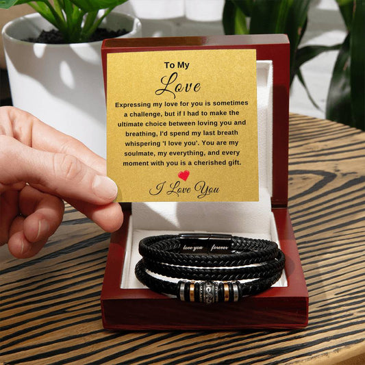 To My Love | Happy Valentine's Day Gift | I'd Spend My Last Breath Whispering 'I Love You' | Love You Forever Bracelet