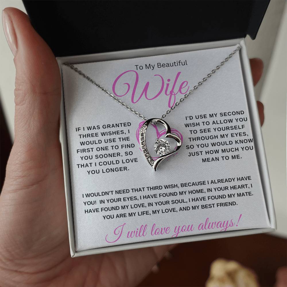 To My Beautiful Wife (Pink Valentine) - Forever Love Necklace