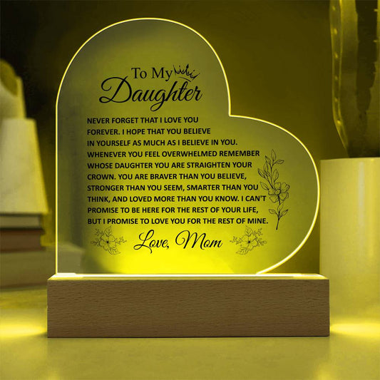 To My Daughter | Never Forget that I Love You Acrylic Plaque | Love Mom
