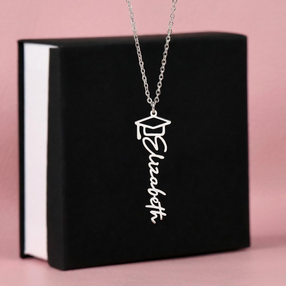 Personalized Graduation Cap Name Necklace - Custom Senior 2026 Gift