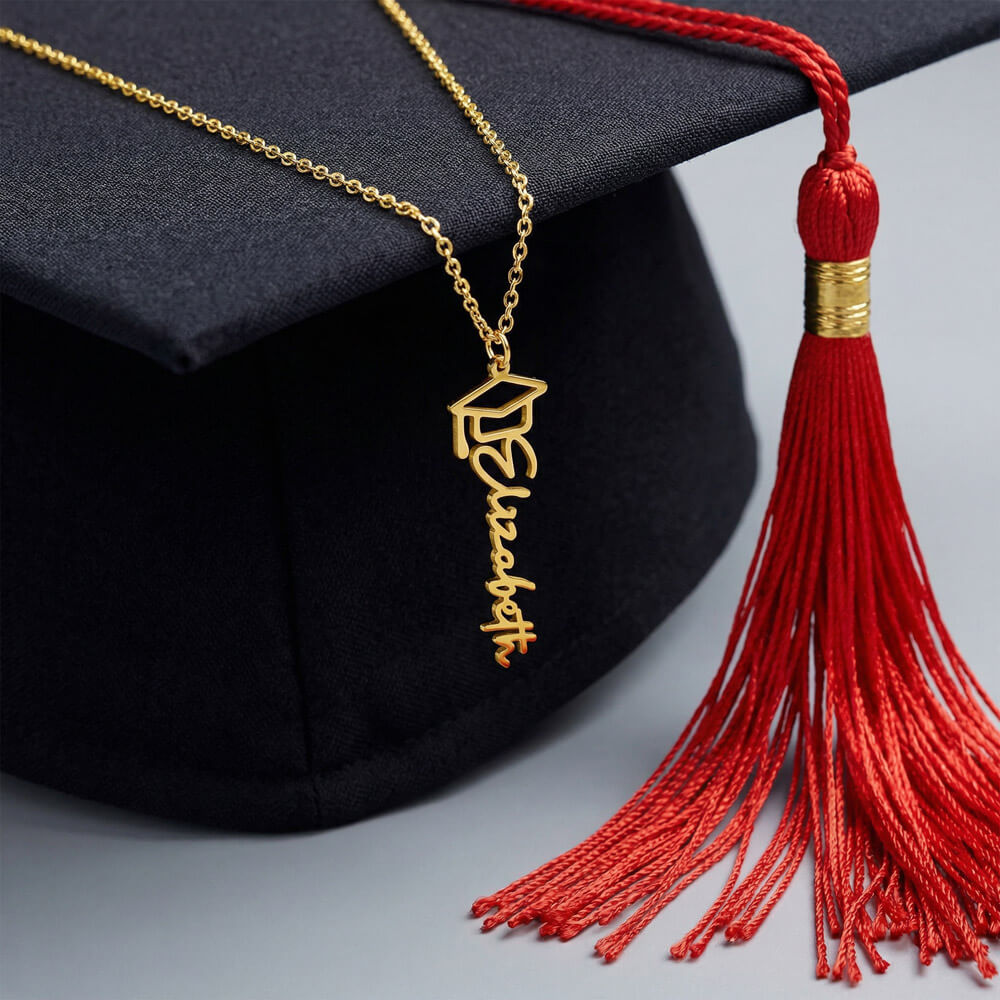 Personalized Graduation Cap Name Necklace - Custom Senior 2026 Gift