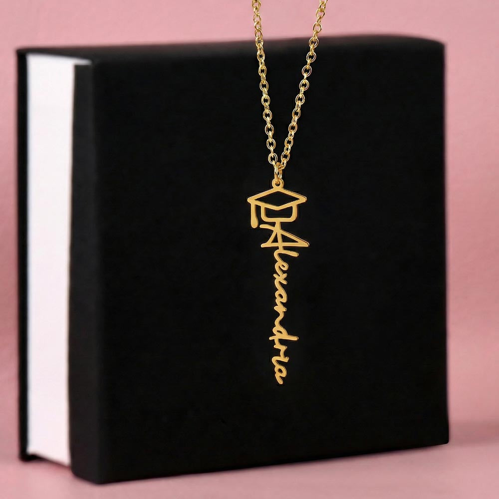 Personalized Graduation Cap Name Necklace - Custom Senior 2026 Gift