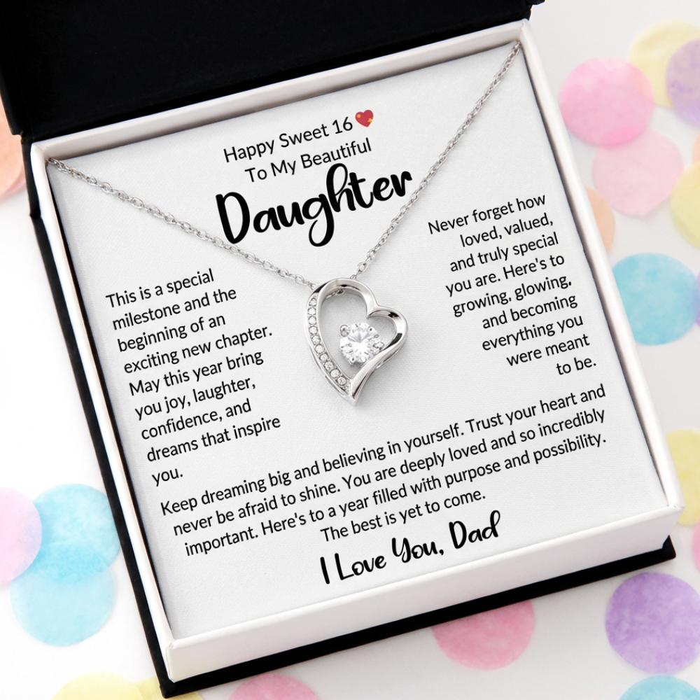 💖 Happy Sweet 16 to My Beautiful Daughter From Dad – Love Knot Necklace